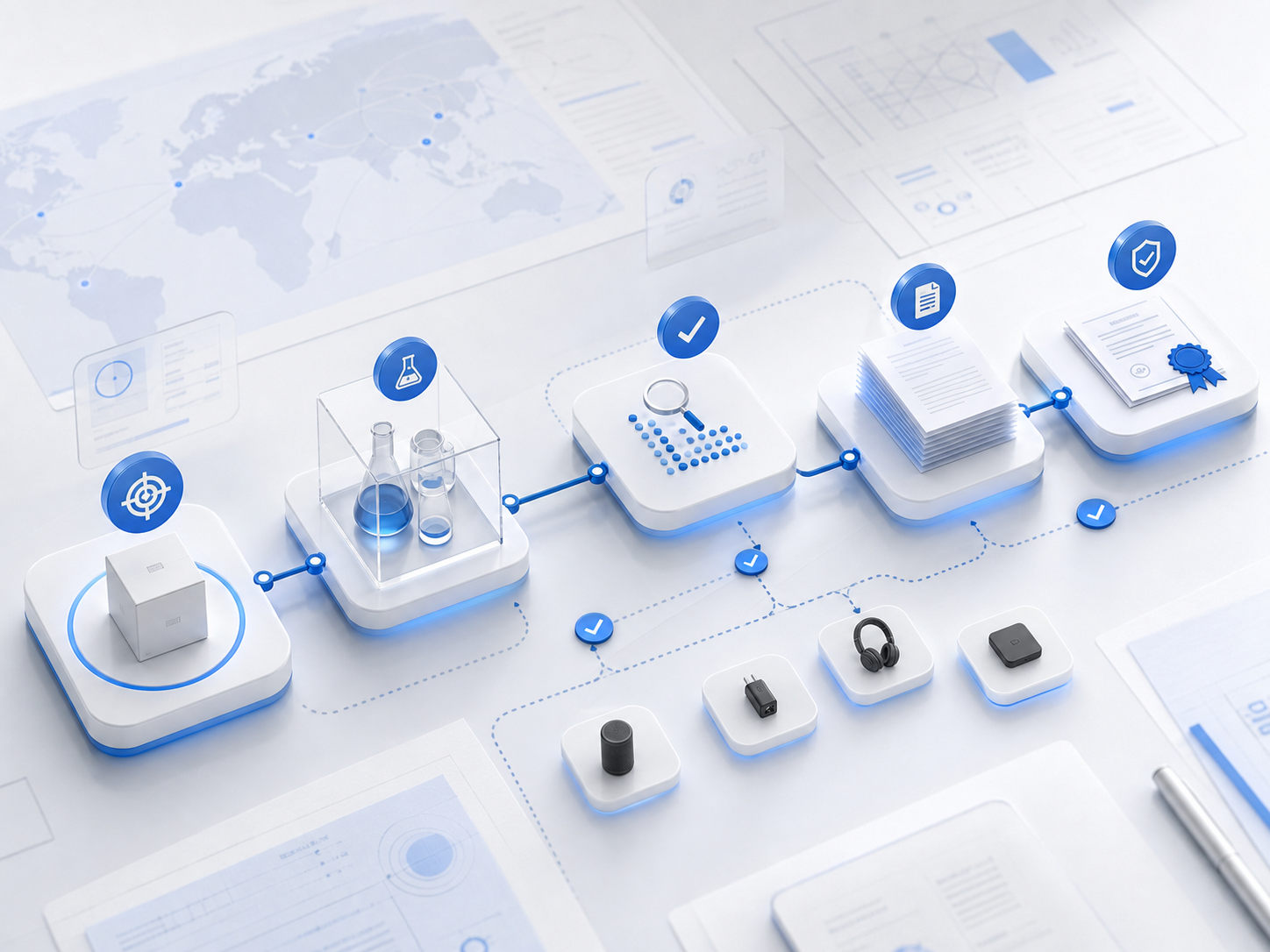 Certification workflow with testing and documentation stages